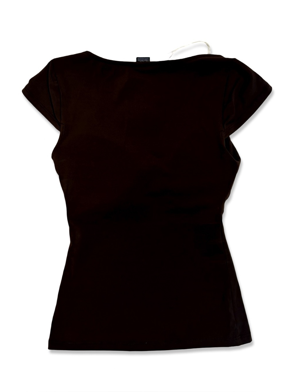 Wild Fable™ Picot Trim Cap Sleeve Deep V-Neck T-Shirt - Brown XXS | NWT - Picture 6 of 6